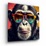 Cooler Affe Glasbild - 40x40 cm