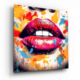 Retro-Lippen Glasbild - 40x40 cm