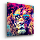 Quadro in vetro Leone cool - 40x40 cm