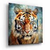 Rostro de tigre grunge vintage cuadro de cristal - 40x40 cm