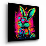 Tableau en verre Lapin rétro - 40x40 cm