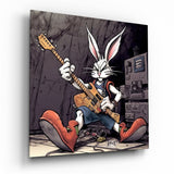 Rocker Kaninchen Glasbild - 40x40 cm