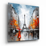 Autumn Leaves Paris Avenue Glass Wall Art - 40x40 cm