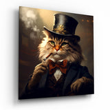Catleman Glass Wall Art|| Designer's Collection - 40x40 cm