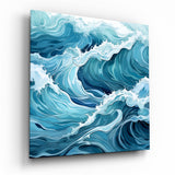Onde turchesi che si infrangono quadro in vetro - 40x40 cm