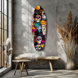 Colorful Skulls Glass Wall Art