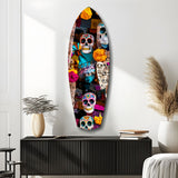 Colorful Skulls Glass Wall Art