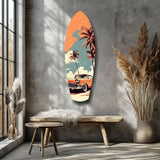 Sunset Ride 60s Vibes Glass Wall Art