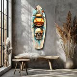 Retro Rides Rebel Skulls Glass Wall Art