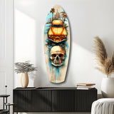 Retro Rides Rebel Skulls Glass Wall Art