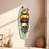 Retro Rides Rebel Skulls Glass Wall Art