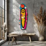 Smiley Surfing Glass Wall Art