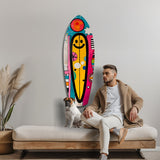 Smiley Surfing Glass Wall Art