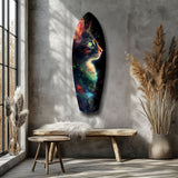 Celestial Cat Glass Wall Art