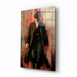Sharp-Suited 1920s Gangster Portrait Tableau en verre - 72x46 cm