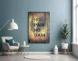 No Pain No Gain Glass Wall Art.