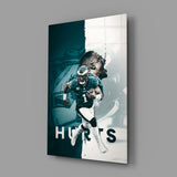 Jalen Hurts Glass Wall Art.