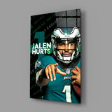 Jalen Hurts Glass Wall Art.