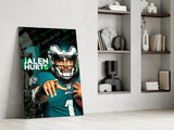 Jalen Hurts Glass Wall Art.