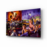 Hollywood-Autokino-Collage Glasbild - 72x46 cm