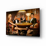 Retro Icons Poker Night Glass Wall Art - 72x46 cm