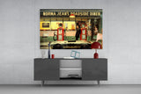 Marilyn Elvis Humphrey - Retro Gas Station Glass Wall Art.