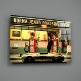 Marilyn Elvis Humphrey - Retro Gas Station Glass Wall Art.