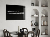 Two Rules for Success Glass Wall Art.