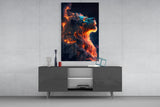 Fire Lion Glass Wall Art.