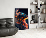 Fire Lion Glass Wall Art.