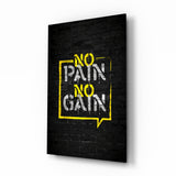 Frase grafiti en muro de ladrillo con marco amarillo cuadro de cristal - 72x46 cm