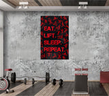Eat, Lift, Sleep Glass Wall Art.