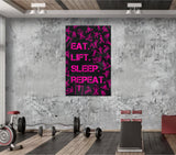 Eat, Lift, Sleep Glass Wall Art.