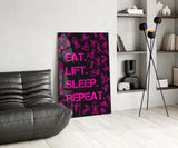 Eat, Lift, Sleep Glass Wall Art.