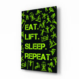 Neon Green Training Icons Gym Quote Glass Wall Art - 72x46 cm