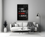 Eat, Sleep, Gym Glass Wall Art.