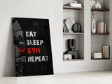 Eat, Sleep, Gym Glass Wall Art.