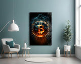 Bitcoin Glass Wall Art.