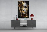 Golden Face Glass Wall Art.
