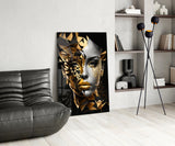 Golden Face Glass Wall Art.