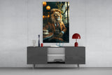 Lion Gentleman Glass Wall Art.
