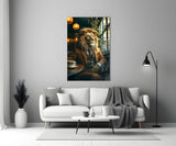 Lion Gentleman Glass Wall Art.