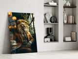 Lion Gentleman Glass Wall Art.
