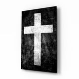 Croix noire à la craie blanche texturée tableau en verre - 72x46 cm