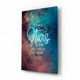 He Counts The Stars Nebula Quote Glass Wall Art - 72x46 cm
