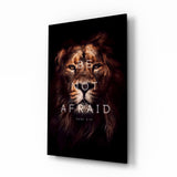 „Be Not Afraid“-Vers mit Löwe Glasbild - 72x46 cm