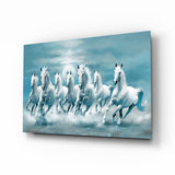 White Horses Glass Wall Art.