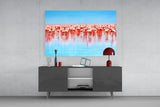 Flamingos Glass Wall Art.