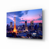 Tokyo Tower in der Dämmerung Glasbild - 72x46 cm