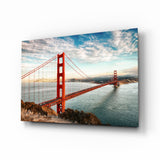 Le Golden Gate de jour vu de la falaise tableau en verre - 72x46 cm
